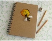 Honey Bee Notebook Honeycomb Aperture Nature Journal A5 kraft notepad MADE TO ORDER - Mythillogical