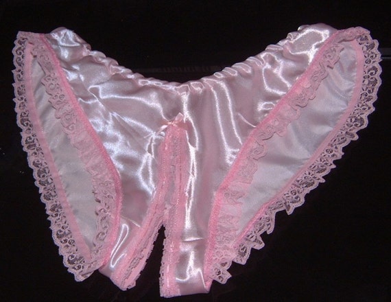 Satin Crotchless Lace Trimmed Panties By Aglimpseofstocking