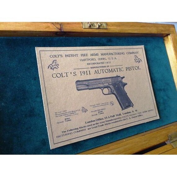 Reproduction Colt 45 1911 Gun Case Label by replicana on Etsy