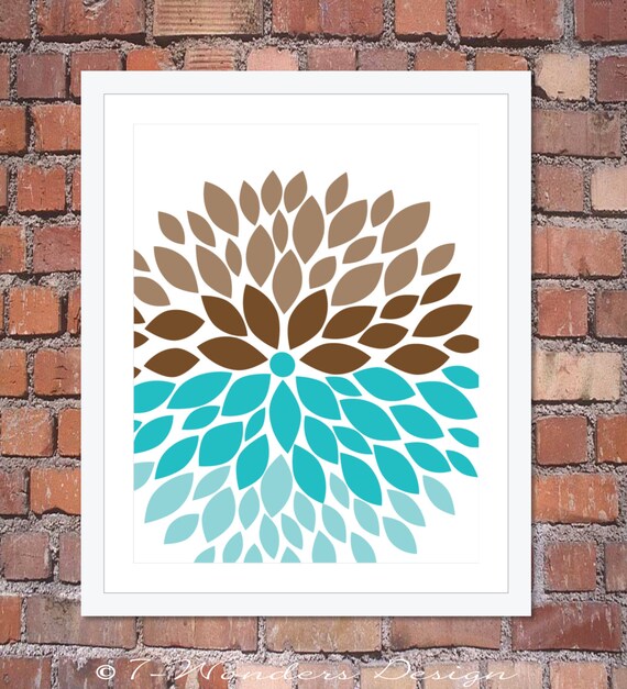 Flower Bursts Modern Home Wall Art Print 8 x 10 by 7WondersDesign