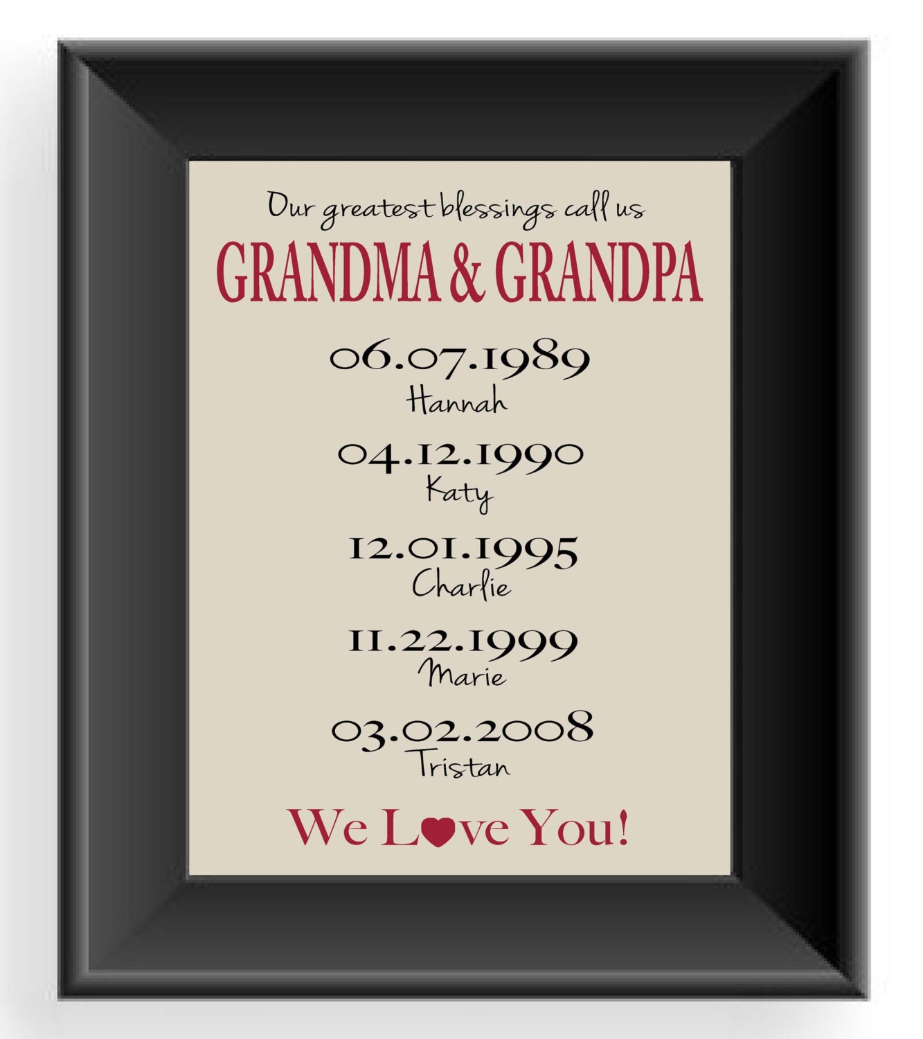 Personalized GRANDPARENTS Gift Print Gift by