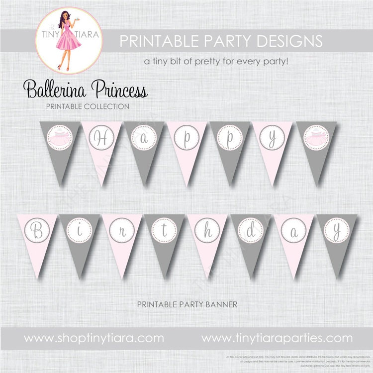 Ballerina Princess Printable Party Banner : Printable Party Designs by The Tiny Tiara Il_570xn