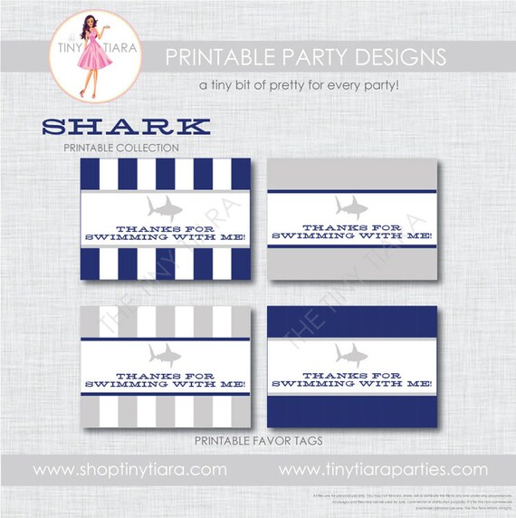Shark Printable Favor Tags : Printable Party Designs by The Tiny Tiara Il_570xn