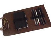 Leather Pencil Case- Leather Pen Case- Brown - Leather Travel Case