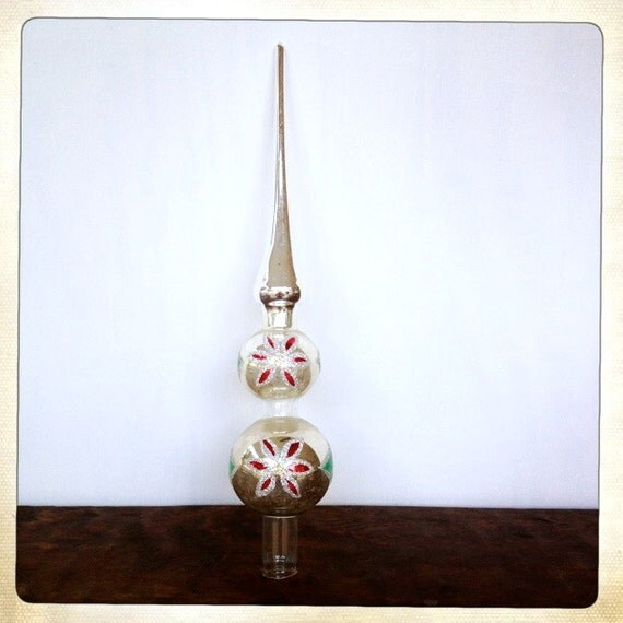 vintage tree topper finial mercury glass by amysvintagedecorium