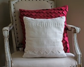 Cushion Cover Pillow Natural Ivory Ecru Cream Linen Lace Shabby Chic Pillow Cover OOAK - TangerineToes