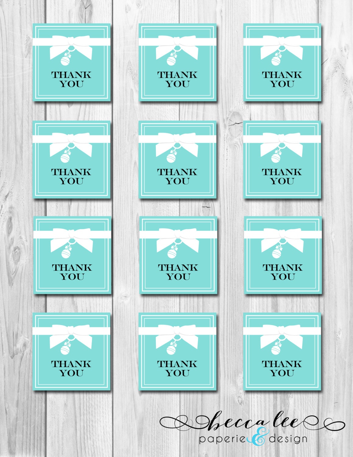 INSTANT DOWNLOAD - Baby & Co Favor Tags - Tiffany Inspired Baby Shower - DIY - Printable Il_570xn