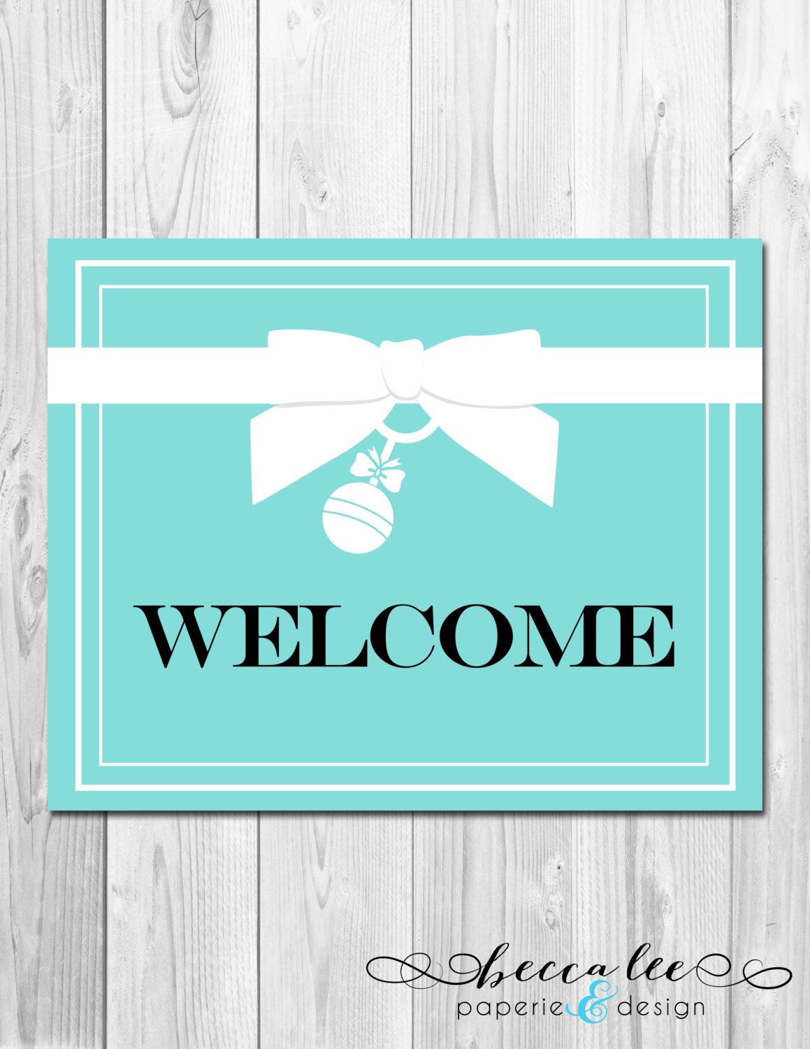 INSTANT DOWNLOAD - Baby & Co Welcome Sign - Tiffany Inspired Baby Shower - DIY - Printable Il_570xn