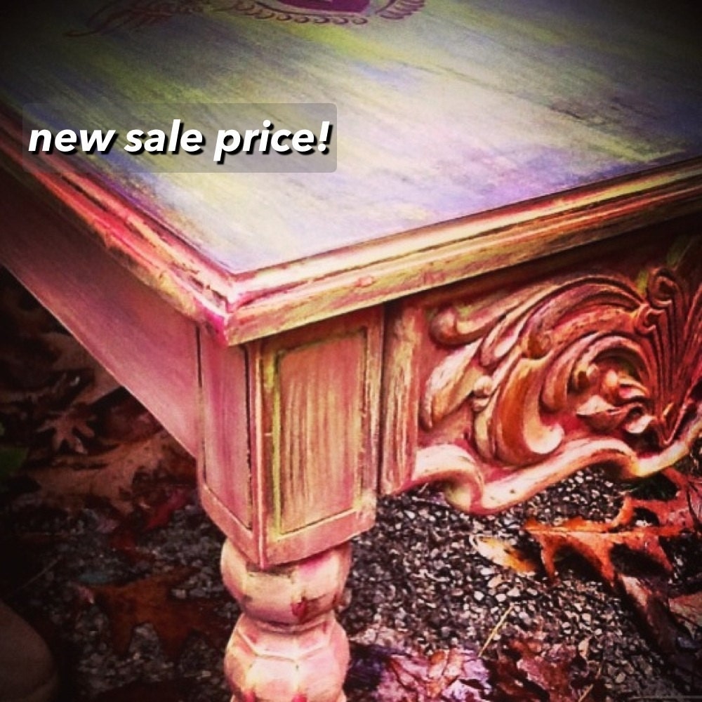 Items similar to Coffee table, distressed chalk paint, Boho, Shabby Chic, chalk painted, table