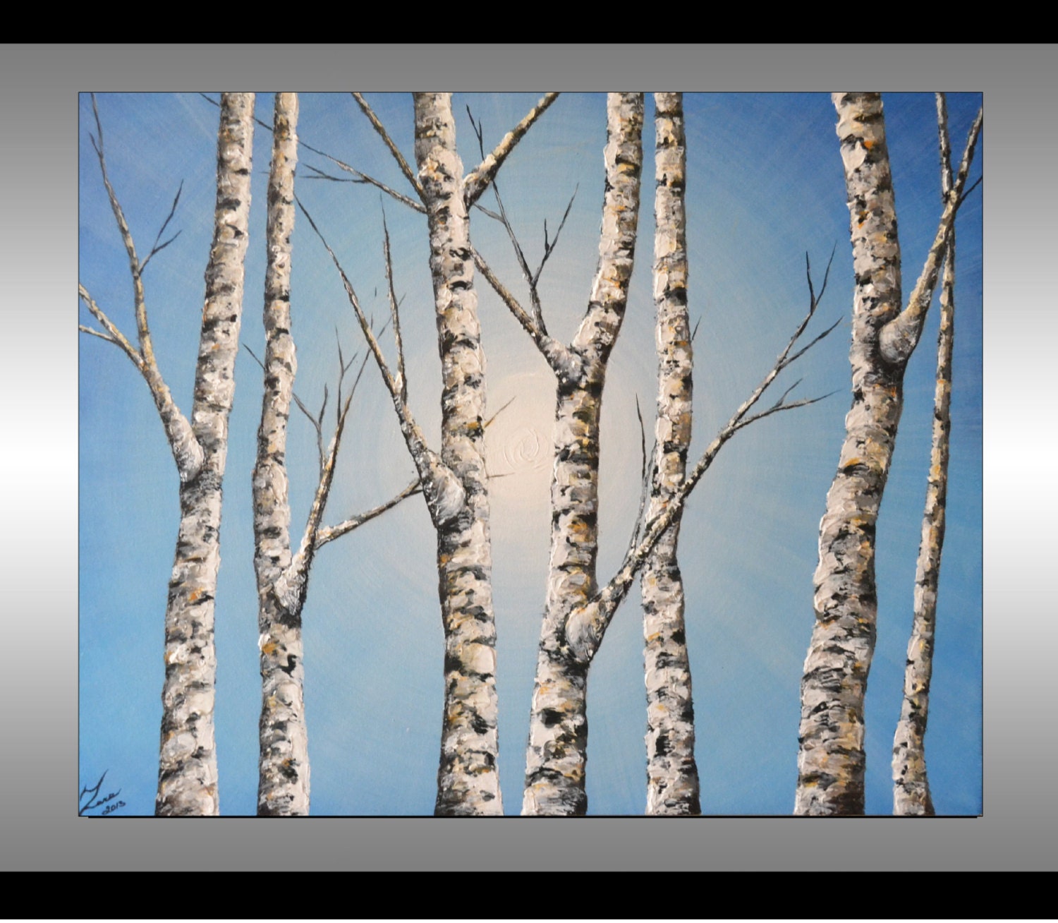 Textured Birch Trees Painting ORIGINAL Fine Art Aspen by