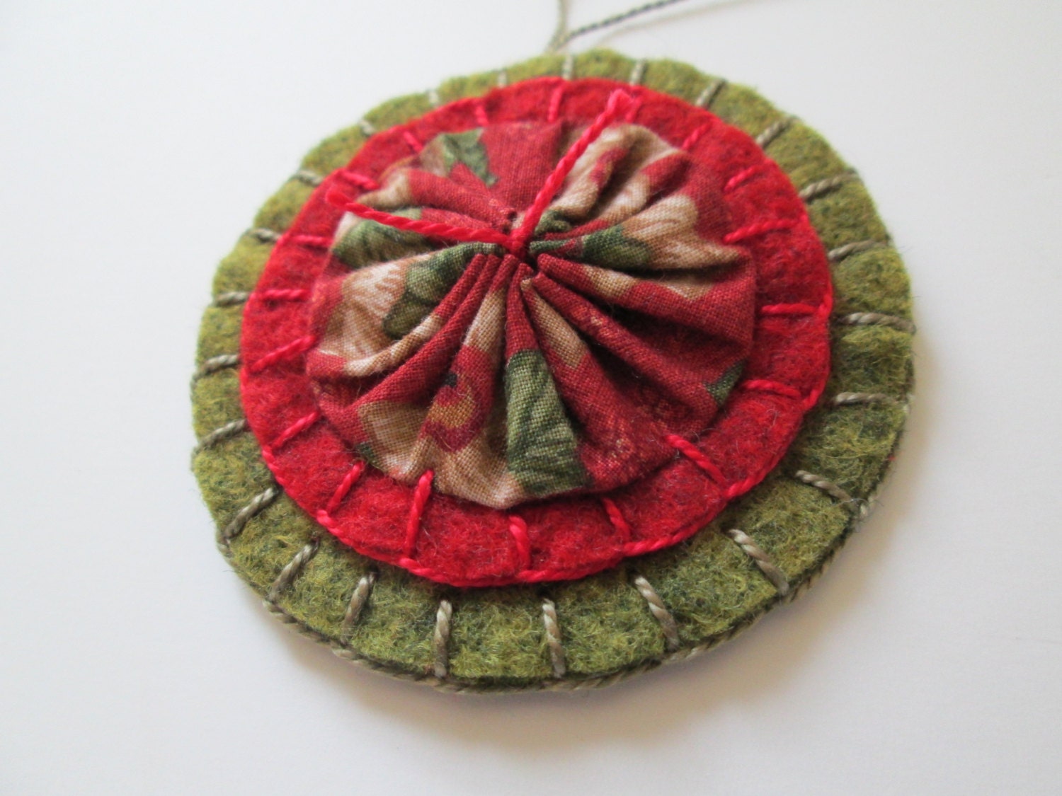 yo yo ornament red and green wool felt cotton by yo yo ornament red and green wool felt cotton by