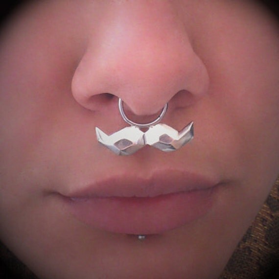 Items Similar To Faceted Moustache Mustache Nose Septum Ring