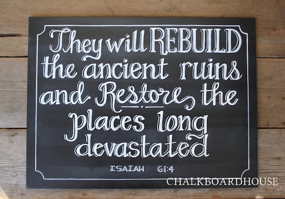 Items similar to Hand Painted Chalkboard Bible Verse Sign 18x24