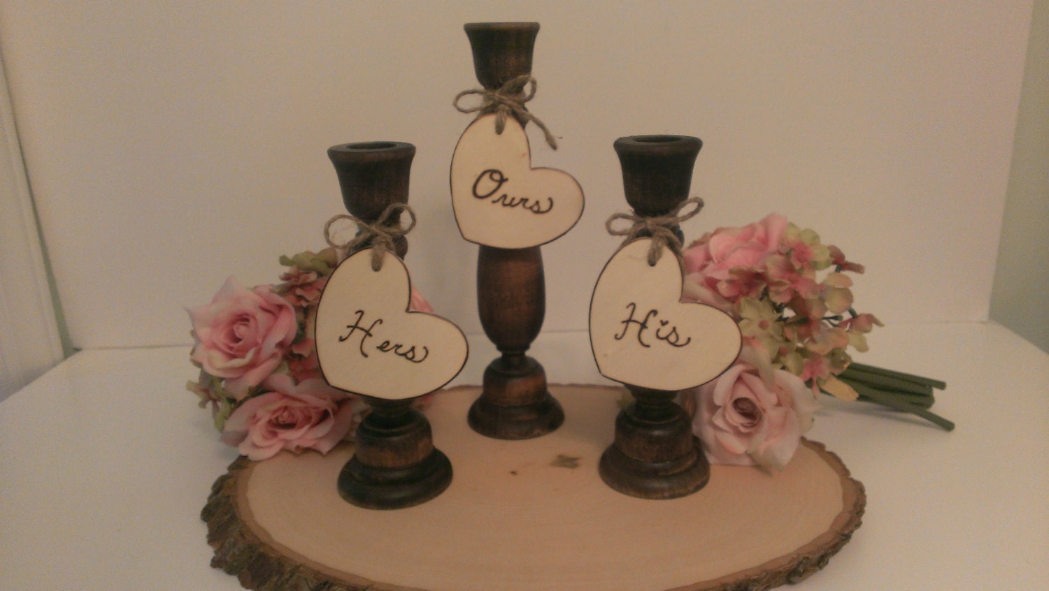 rustic unity candle holders country wedding by RedHeartCreations
