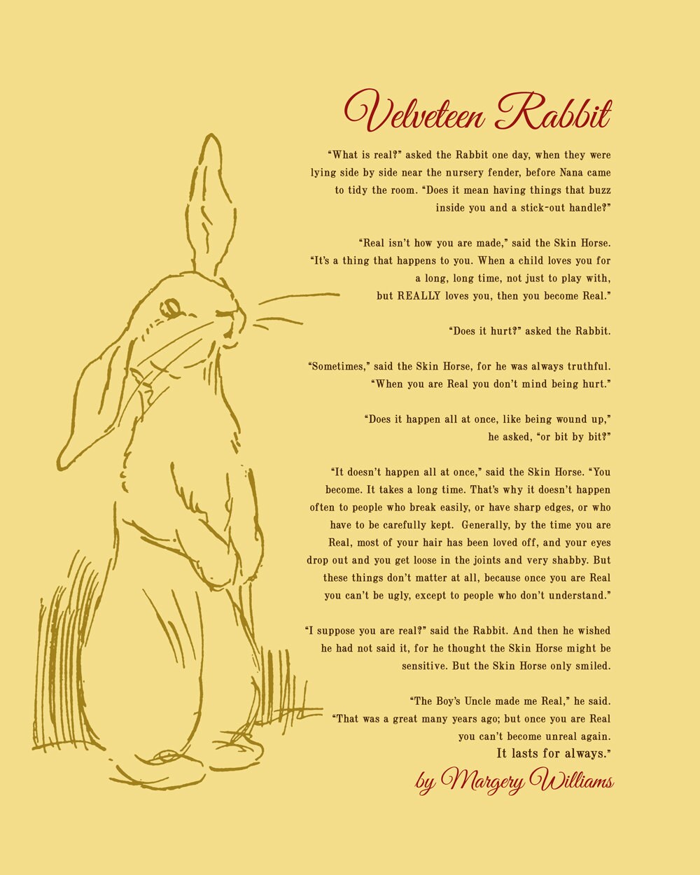 The VELVETEEN RABBIT Nursery Print Kids Room By WordsWorkPrints