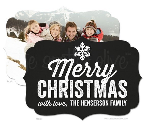 Printed Diecut Photo Christmas Card - Chalkboard Merry Christmas Il_570xn