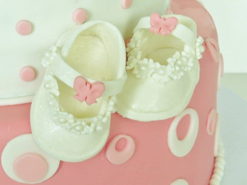 A Pair of Fondant Baby Shoes Cake Topper with by ...