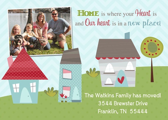 Moving Announcement - Home is Where the Heart is - with photo - Printable Il_570xn
