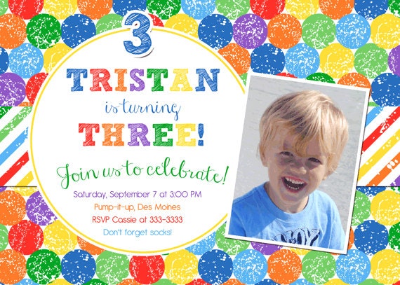 Colorful Bright & Fun Birthday Invitation Age Any - Printable Il_570xn