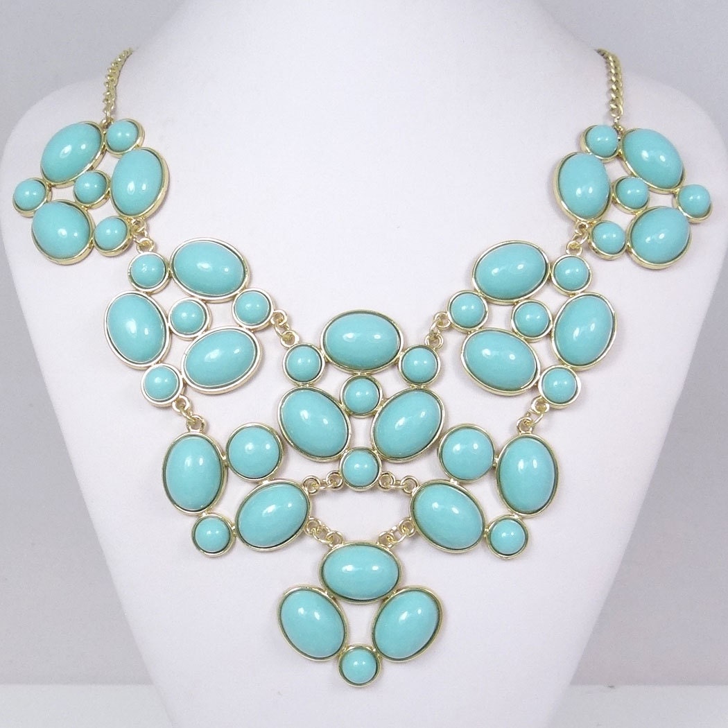 Victorian Style Jewelry, Turquoise Beads Statement Necklace, Bubble ...