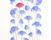 Violet flowers, purple watercolor original illustration A4 by VApinx - VApinx