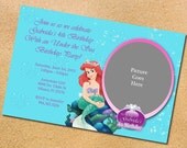 The Little Mermaid Inspired Printable Party Invitation Digital File DIY