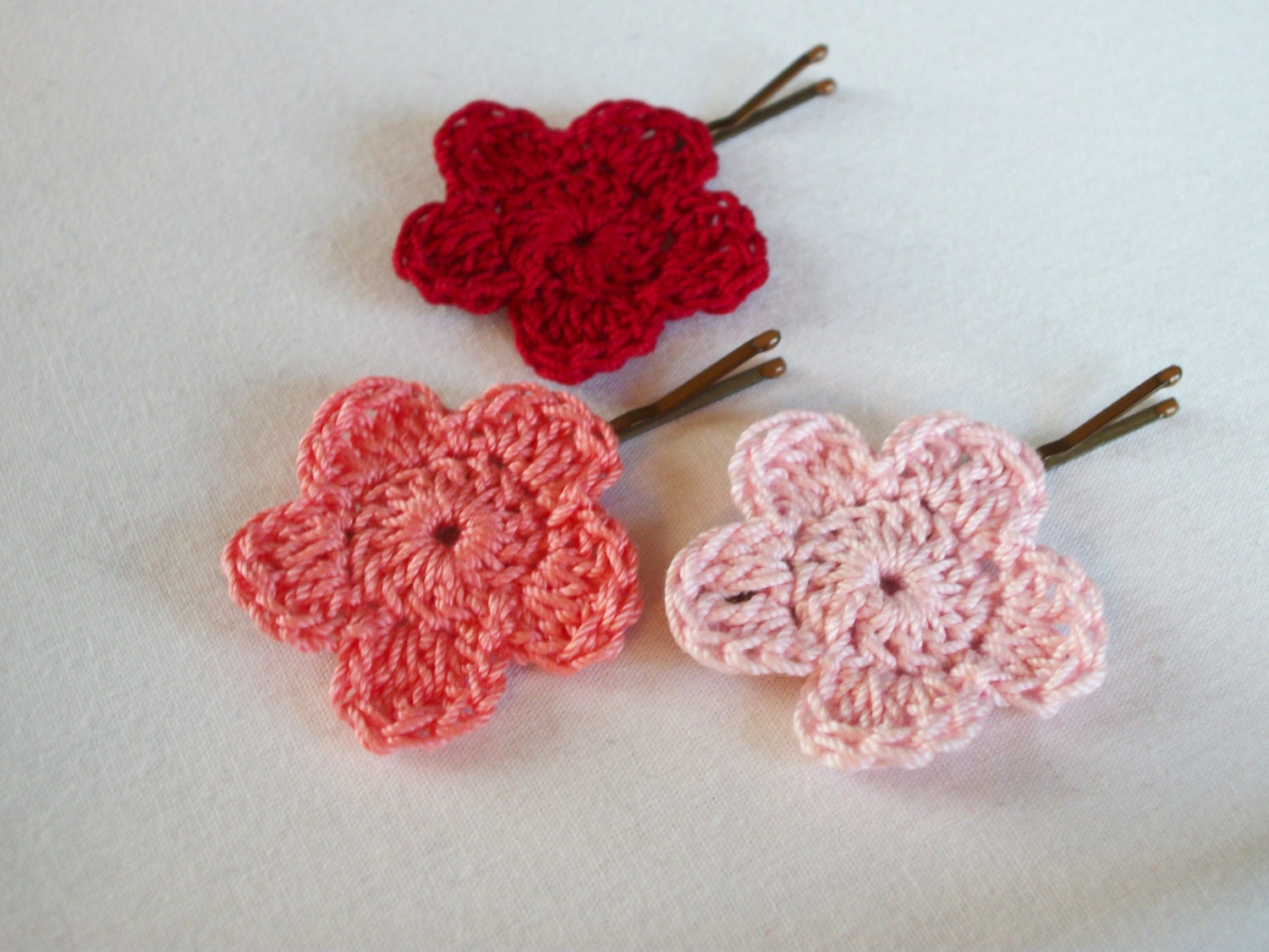 Crochet Hair Flower - Set of 3