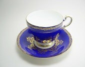 Antique Paragon  Cobalt  Blue Cup And Saucer . - AntiqueAndCrafts