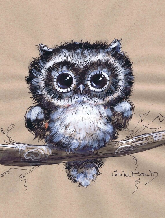 Owl baby hand painted whimsical owl original by artloveheaven