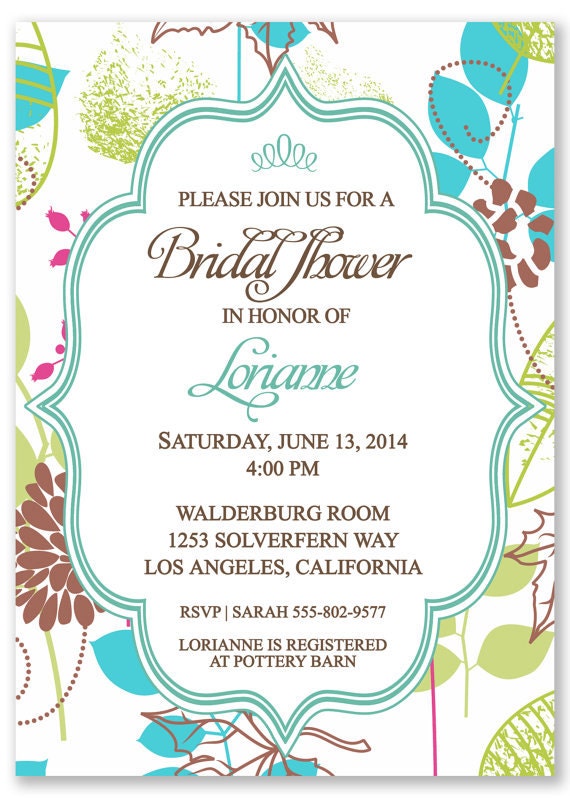 Printable Indie Style Bridal Shower Invitation - Personalized w/ your ...