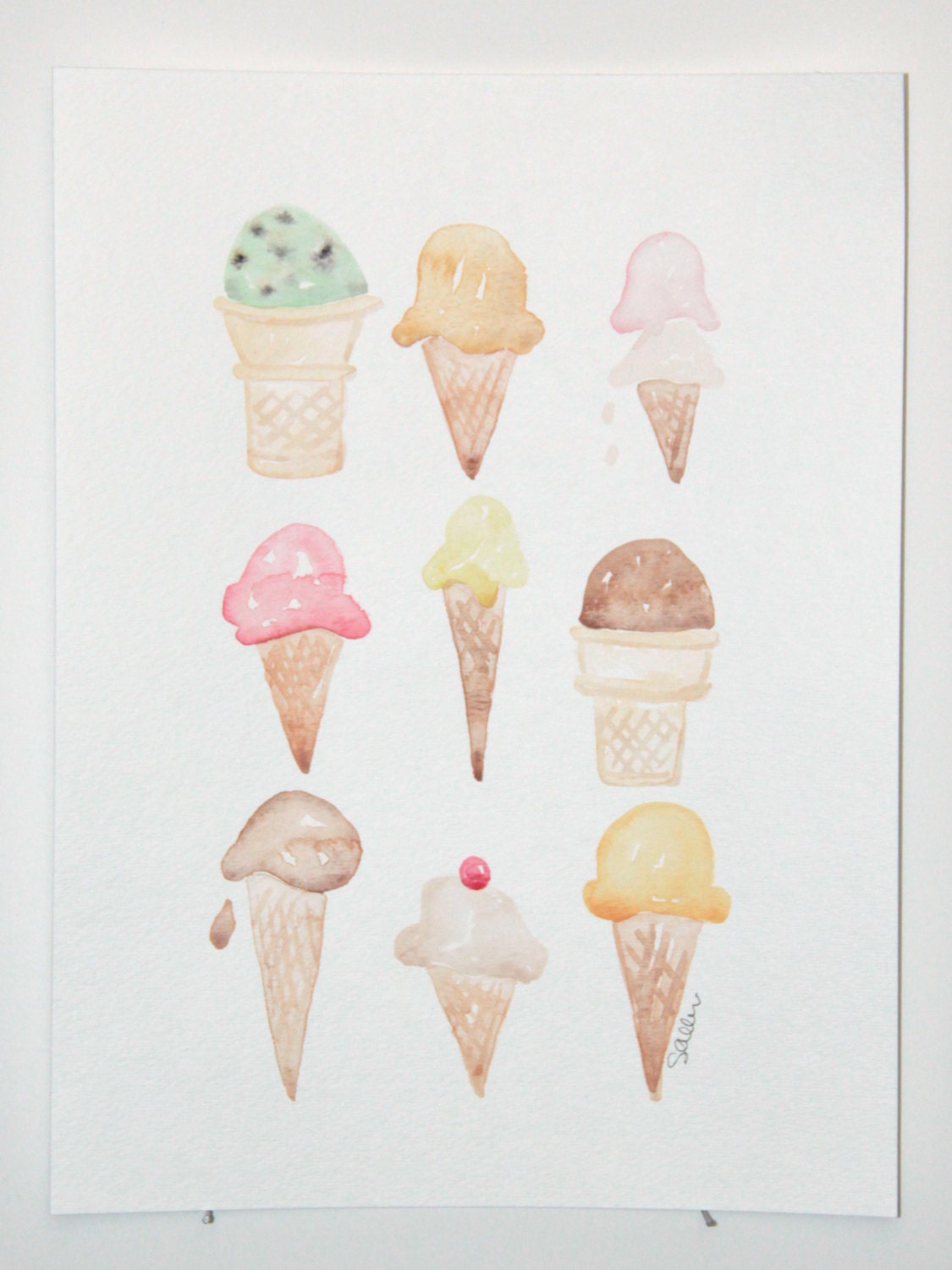 Ice Cream Paint Job ORIGINAL Watercolor Painting by Waterpaint