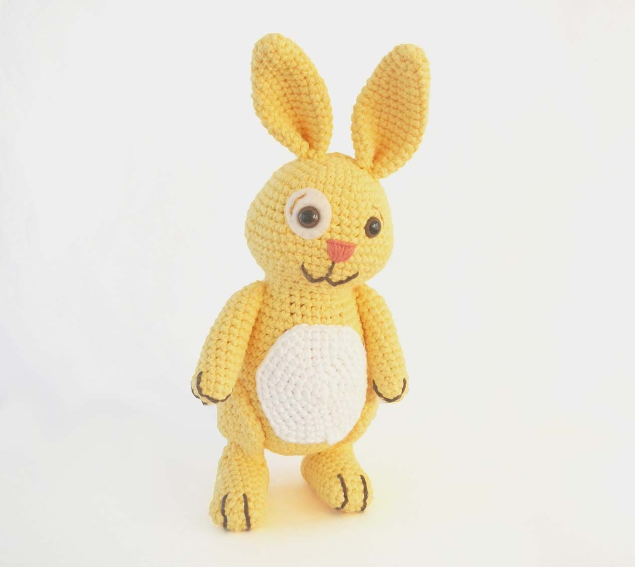 Crochet Stuffed Rabbit Toy Amigurumi Bunny - Yellow - HerterCrochetDesigns