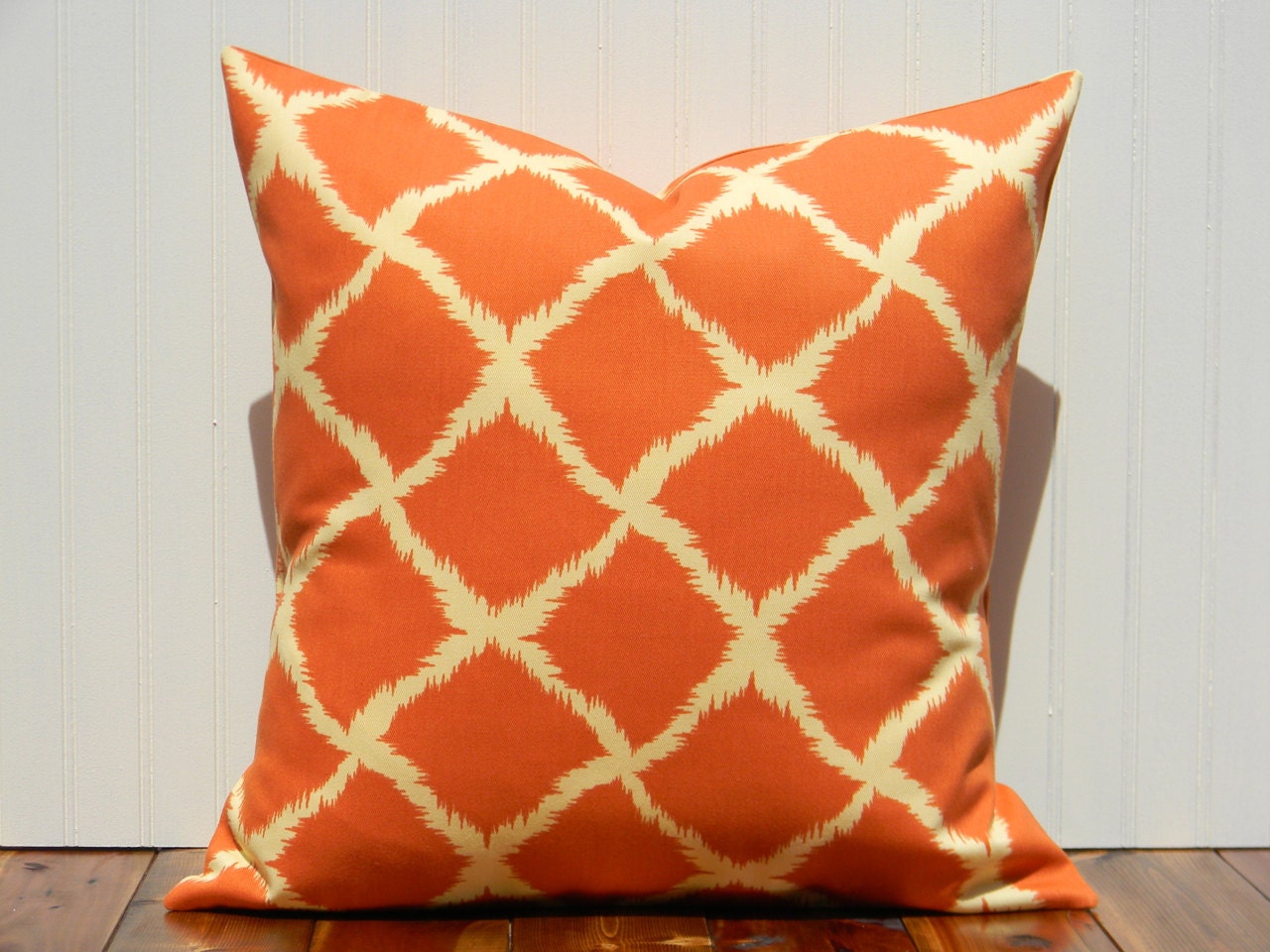 Orange Ikat, Throw Pillows, Decorative Pillow Covers, 18 x 18 Pillow Covers