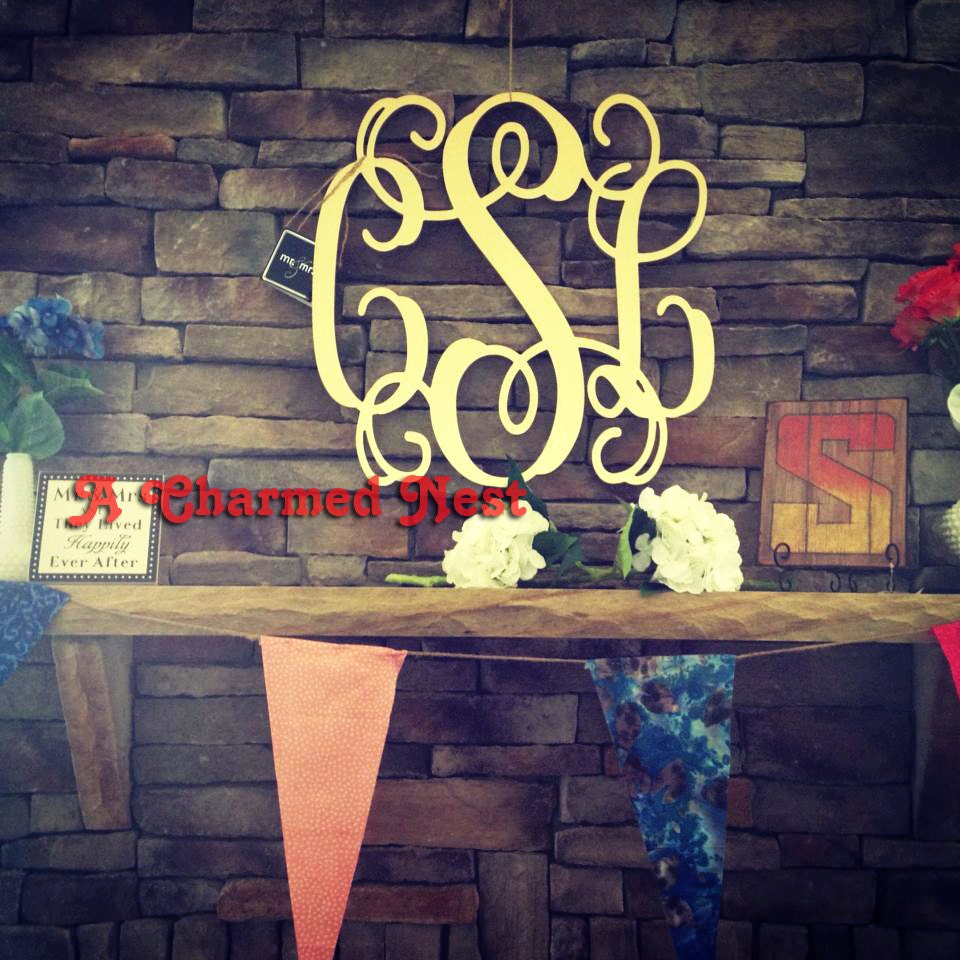 24 inch Wooden Monogram Letters. Great for weddings, birthdays, gifts, nursery and home decor