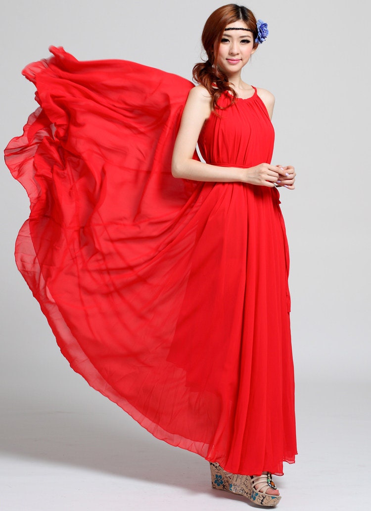 Red Wedding Dress Sundress Plus Size Summer Dress Holiday Beach Dress