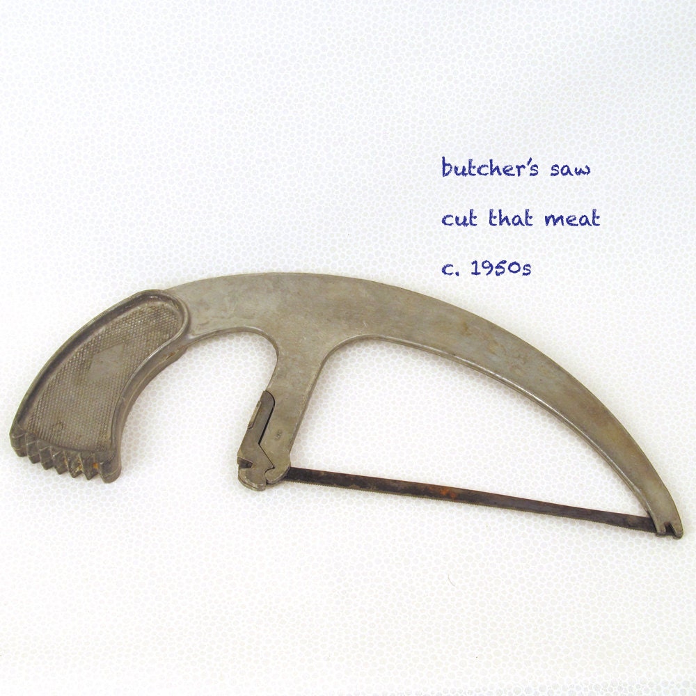 Vintage Meat Saw Butcher Saw 1950s Kitchen by PissNVinegarVintage