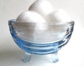 Vintage Ice blue Bowl Small Pressed Glass Footed  Art Deco Sugar Sweets Nibbles Shabby Chic Christmas UK seller - LookInTheAttic