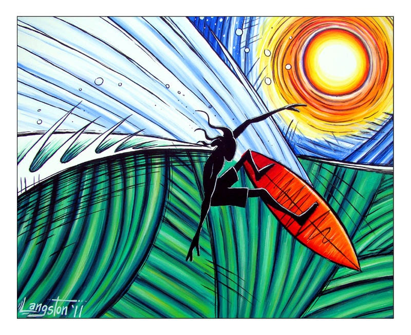 Items similar to Tribal Surf Art Series, Ocean Art, Surf Art Giclee