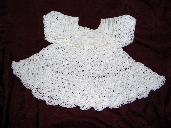 Crochet Baby Doily Party Dress Size 0-3 by ChunkyBabyCrochet