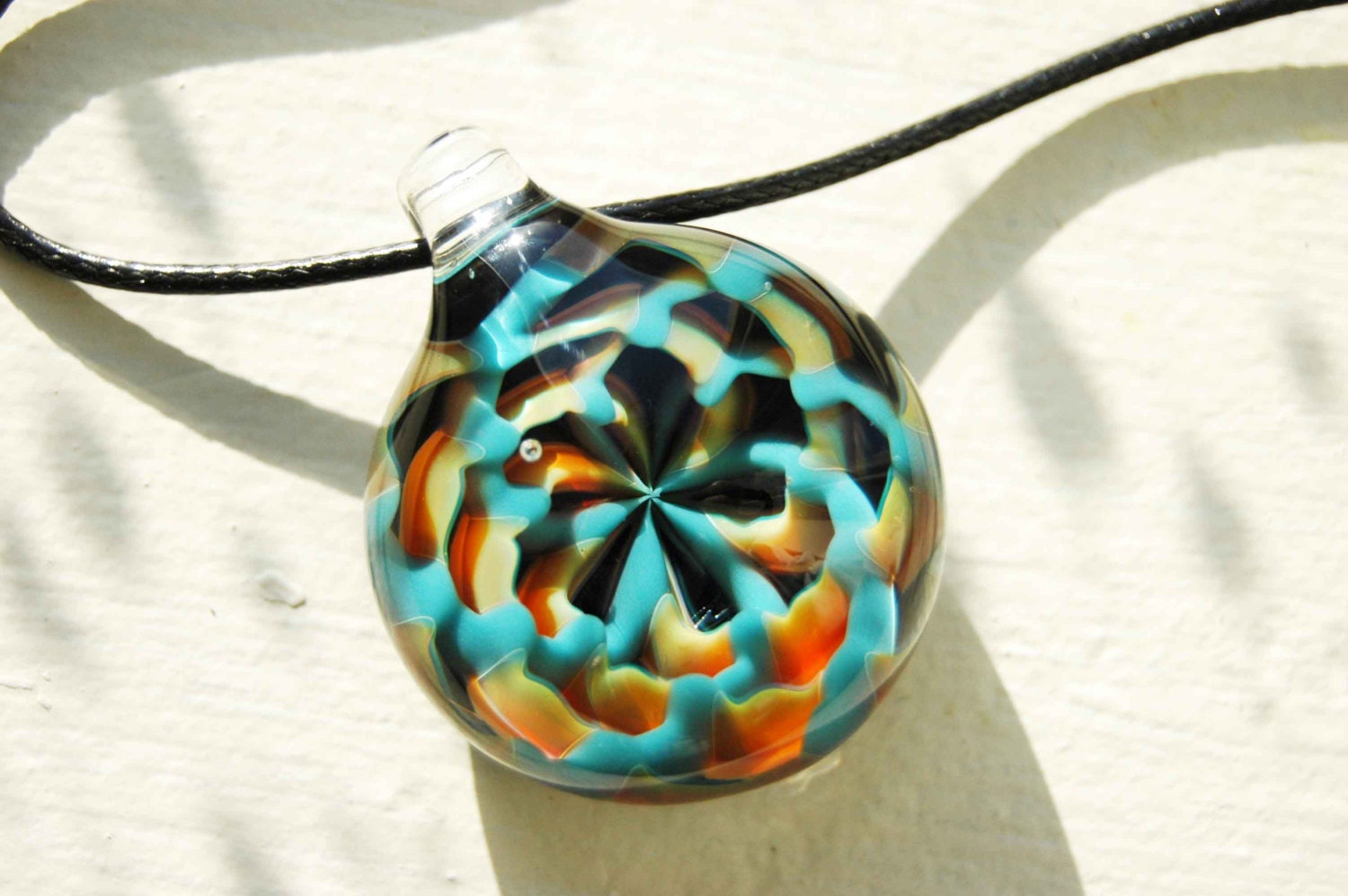 Blown Glass Pendants Necklace Hand Blown Glass Blue by BubbleBaker