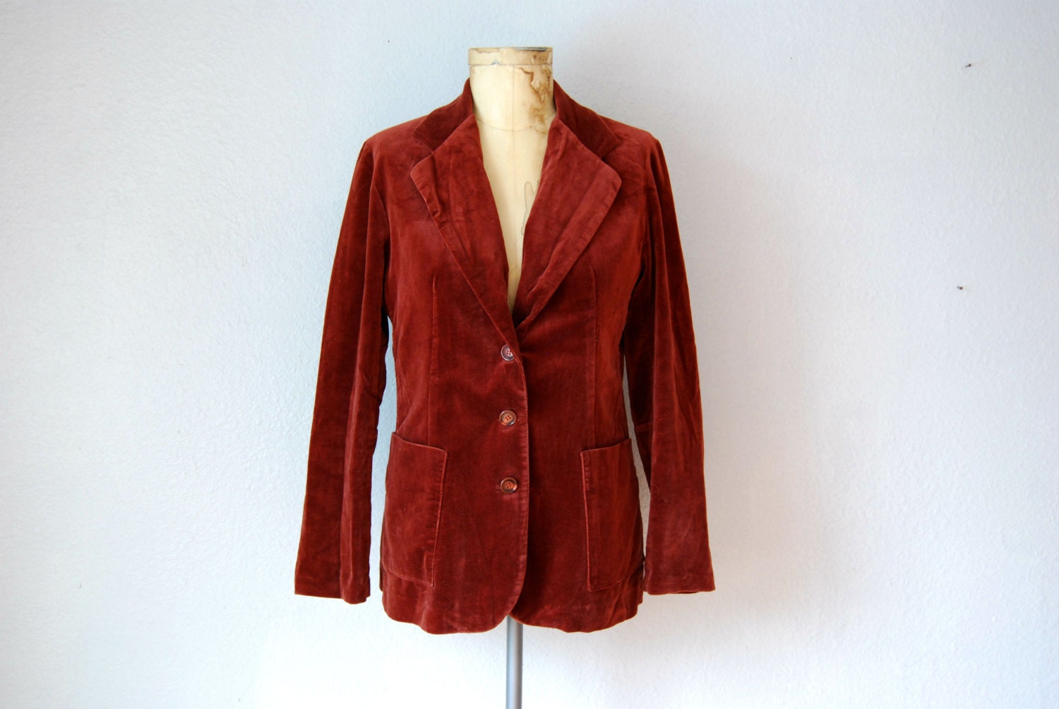 vintage SIENNA ORANGE velvet blazer jacket  /  1970s velvetine sport coat - vintagemarmalade