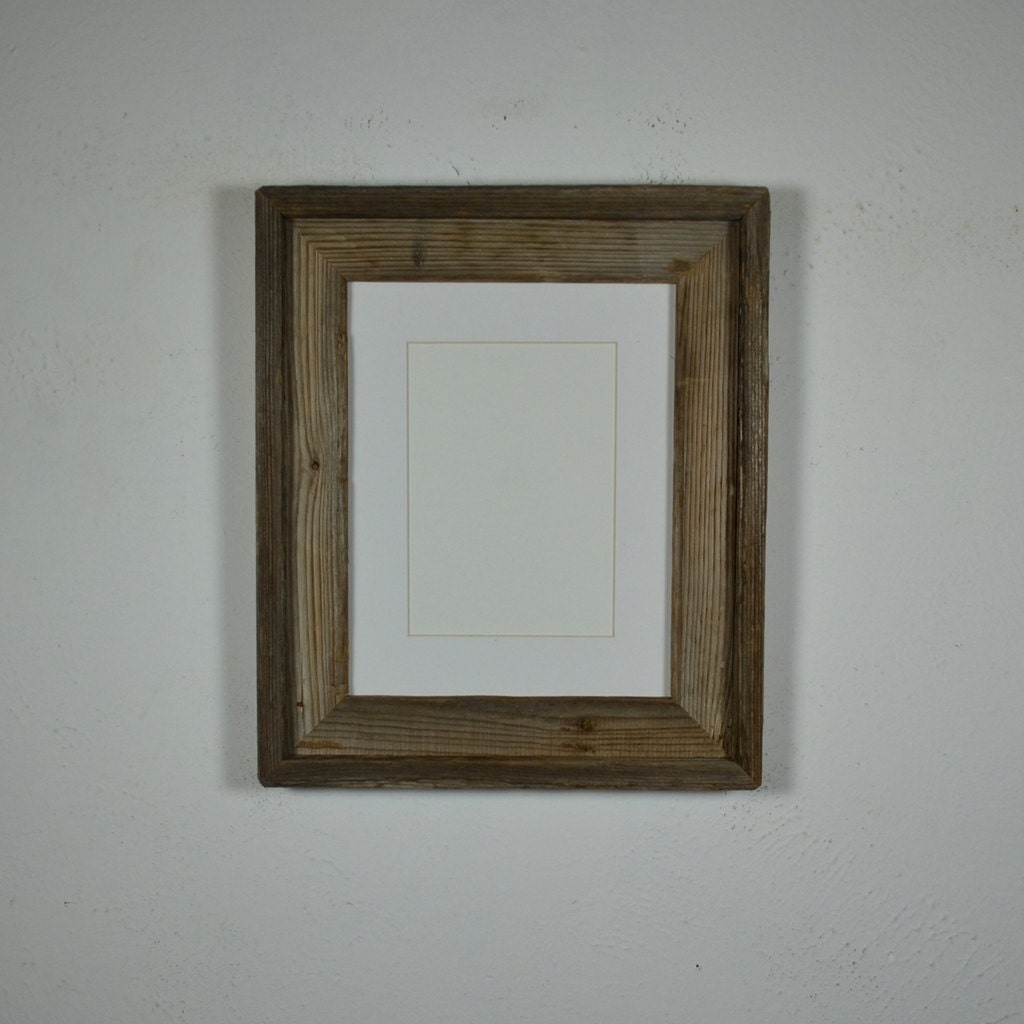 8 x 10 barn wood frame white mat for 5 x 7 picture