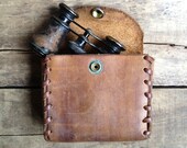 vintage c. 1970s handmade leather case with whipstitched border