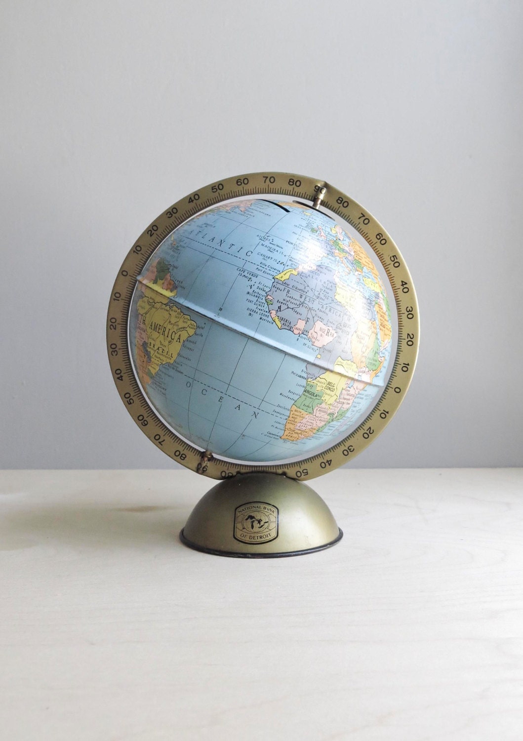 vintage 6" metal globe with horoscope base / 1960s