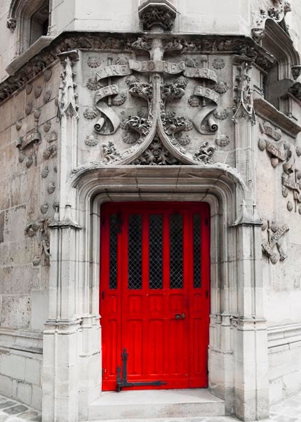 Paris door photography, red door, Paris architecture gray, red, French room decor, men and women 5x7