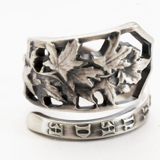Spoon Ring Canada Maple Leaf Sterling Silver Ring, Stunning Pierced ...