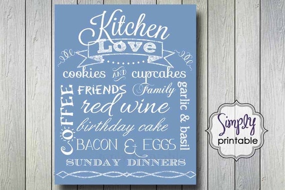 Light Blue Kitchen Wall Print 11x14 DIGITAL Il_570xn