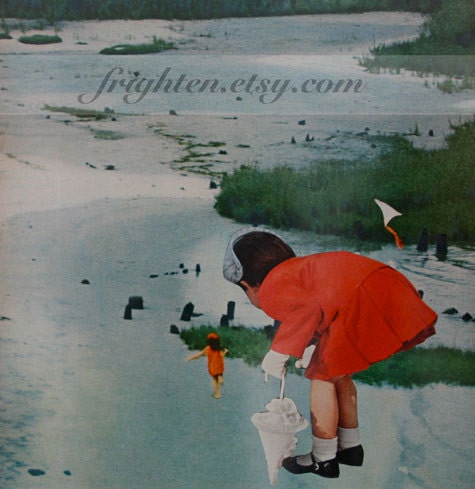 Paper Collage, Little One, One of a Kind Summer Paper Art