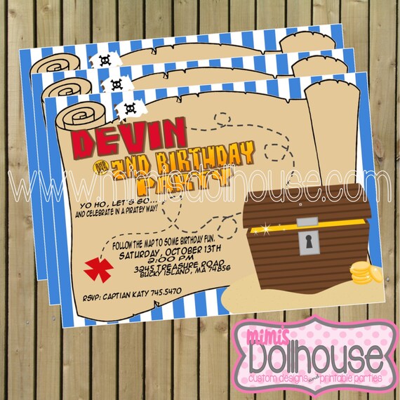 Pirates Invitation- Printable Jake and the Neverland Pirates Birthday Invitation PDF/JPEG Il_570xn