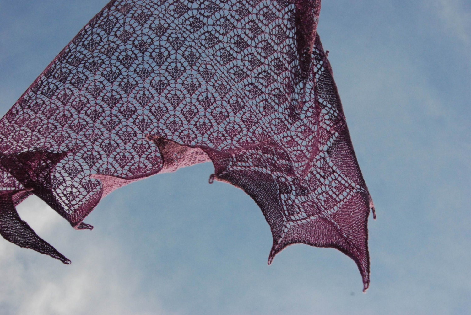 Purple Shawl, Purple Lace Shawl, Purple Knit Shawl, Hand Knit Lace Shawl